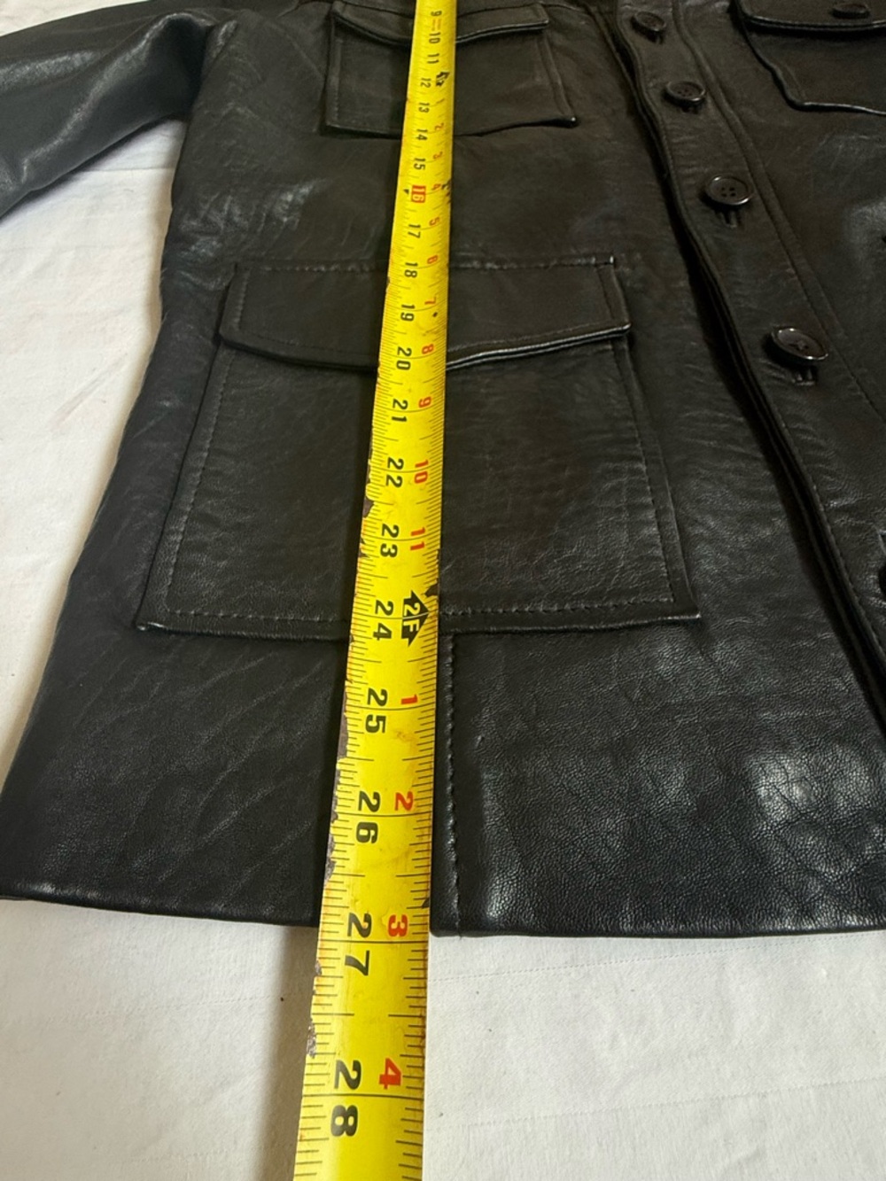 Black Leather Military Field Jacket - Picture 6 of 16